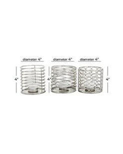 Set Of 3 Silver Candle Holders Home -Home Furnishing Store 3050907071 RLLD 3