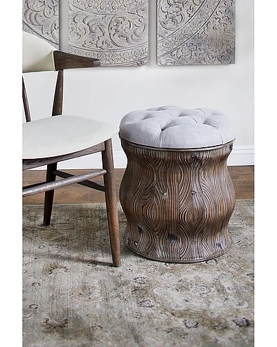 Rustic Round Light Wood Storage Stool Home 2 Rustic Round Light Wood Storage Stool Home - Image 2