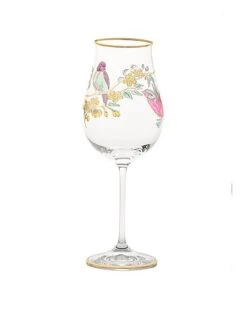 Set Of 6 Wine Glasses With Painted Bird Home