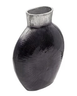 16in Ribbed Metal Vase