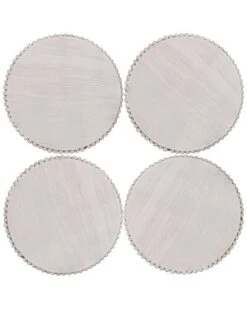 Set Of 4 Rd Beaded Wood Coasters