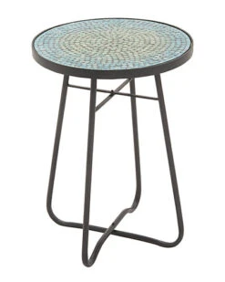 Metal & Glass Indoor/Outdoor Round Side Table Home