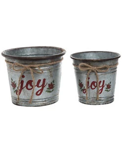 Rustic Handcraft Set Of 2 Joy Containers Home
