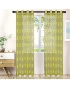 Superior Set Of 2 Dalisto Rope Textured Sheer Curtains With Grommet Top Header Home
