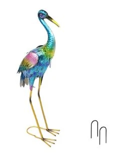 Metal Crane Yard Art Sculpture Home