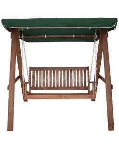 2-Person Meranti Wood Outdoor Patio Swing With Canopy Home