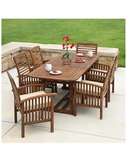 7pc Dark Brown Acacia Patio Dining Set Home