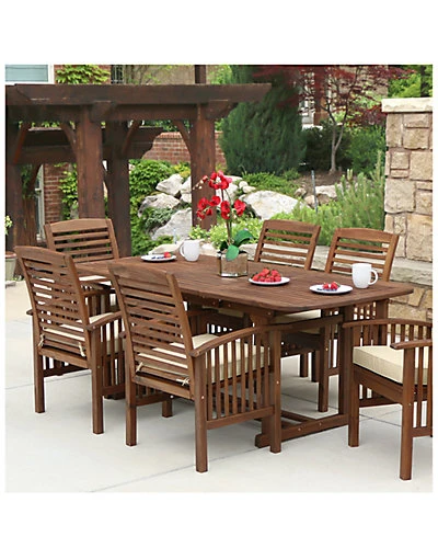 7pc Dark Brown Acacia Patio Dining Set Home 2 7pc Dark Brown Acacia Patio Dining Set Home - Image 2