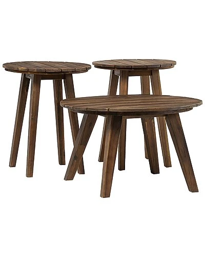 3pc Acacia Round Coffee Table And Side Tables Home 1 3pc Acacia Round Coffee Table And Side Tables Home