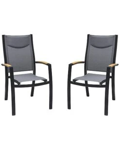 Panama Outdoor Black Aluminum Stacking Dining Chair , Set Of 2 Home