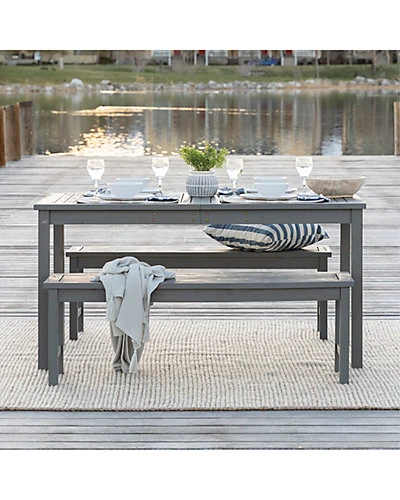 3pc Outdoor Patio Acacia Wood Dining Set Home 3 3pc Outdoor Patio Acacia Wood Dining Set Home - Image 3