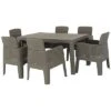 DUKAP Lucca 7pc Dining Set, Grey With Beige Cushions Home