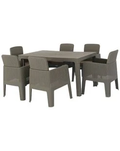 DUKAP Lucca 7pc Dining Set, Grey With Beige Cushions Home