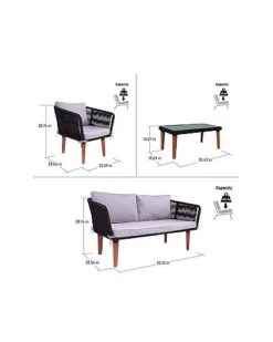 DUKAP Fassano 4pc Rope Woven Patio Set With Cushions Home -Home Furnishing Store 3070255601 RLLD 3