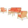 Daniele 4-Piece Teak Deep Seating Outdoor Sofa Set With Sunbrella Melon Cushions Home