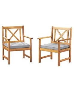 Alaterre Furniture Manchester Acacia Wood Chairs With Cushions, Set Of 2 Home