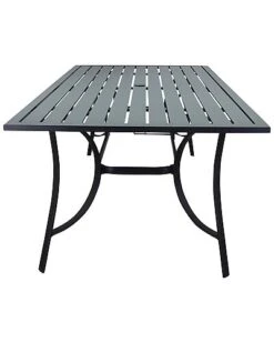 Santa Fe 84In X 42In Rectangle Aluminum Dining Table With Slat Top And Umbrella Hole Home -Home Furnishing Store 3070329155 RLLD 3