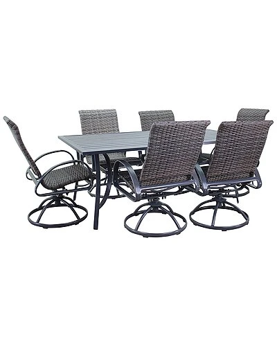 Santa Fe Dark Gray 7Pc Rectangle Dining Set With 72In Table And 6 Wicker Swivel Rockers Home 1 Santa Fe Dark Gray 7Pc Rectangle Dining Set With 72In Table And 6 Wicker Swivel Rockers Home
