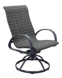 Santa Fe Dark Gray 7Pc Rectangle Dining Set With 72In Table And 6 Wicker Swivel Rockers Home 9 Santa Fe Dark Gray 7Pc Rectangle Dining Set With 72In Table And 6 Wicker Swivel Rockers Home -Home Furnishing Store 3070329379 RLLD 3