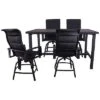 Eative Outdoor Products Courtyard Casual Santorini Black Aluminum 5pc Balcony Height 64in Rectangle Dining Set Home