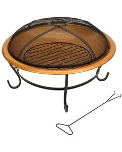 National Tree Company 29in Copper Fire Pit With Stand & Screen Home