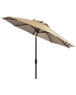 Safavieh Athens Inside Out Striped 9Ft Crank Outdoor Auto Tilt Umbrella Home