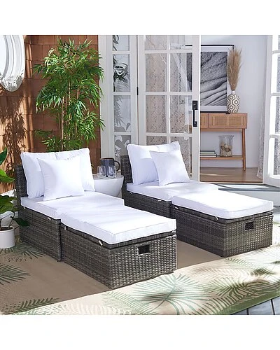 Safavieh Pramla Outdoor Sette With Ottoman Home 2 Safavieh Pramla Outdoor Sette With Ottoman Home - Image 2
