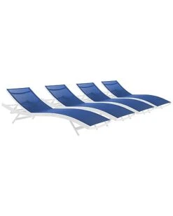 Glimpse Set Of 4 Outdoor Patio Mesh Chaise Loungers Home