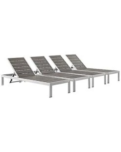 Shore Set Of 4 Outdoor Patio Chaise Loungers Home