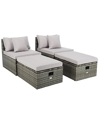 Safavieh Pramla Outdoor Sette & Ottoman Set Home 2 Safavieh Pramla Outdoor Sette & Ottoman Set Home - Image 2