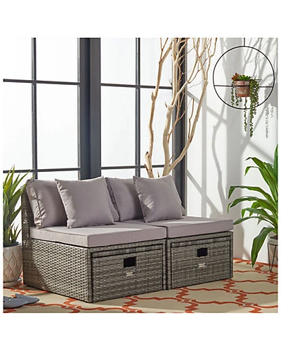 Safavieh Pramla Outdoor Sette & Ottoman Set Home 5 Safavieh Pramla Outdoor Sette & Ottoman Set Home - Image 5