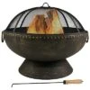 30in Fire Pit With Copper Finish Firebowl With Handles And Spark Screen Home