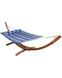 Quilted 2-Person Double Hammock With 13' Wood Stand Home