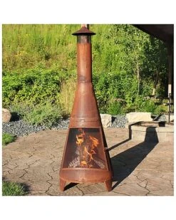 70in Chiminea Wood-Burning Fire Pit Steel With Oxidized Rustic Finish Home 5 70in Chiminea Wood-Burning Fire Pit Steel With Oxidized Rustic Finish Home -Home Furnishing Store 3070757772 RLLD 3