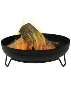 23in Fire Pit Steel With Black Finish Wood-Burning Fire Bowl With Stand Home