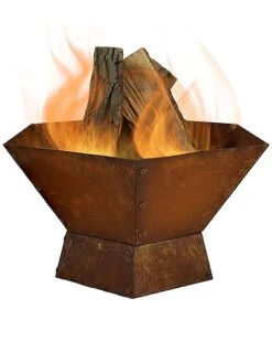 23in Fire Pit Steel With Oxidized Rustic Finish And Hexagon Shape Home