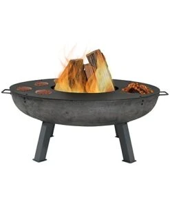 40in Fire Pit Cast Iron Wood-Burning Fire Bowl With Coo Ledge Home