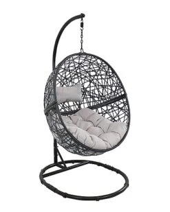 Gray Jackson Hanging Basket Egg Chair Swing With Stand Home