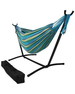 Brazilian Double 2-Person Hammock W/ Portable Stand & Case Home