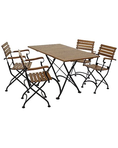 Essential European Chestnut Wood 5-Piece Folding Table And Chairs Set Home 1 Essential European Chestnut Wood 5-Piece Folding Table And Chairs Set Home