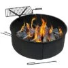 34in Wood Burning Fire Ring Steel With Rotating Coo Grate And Poker Home
