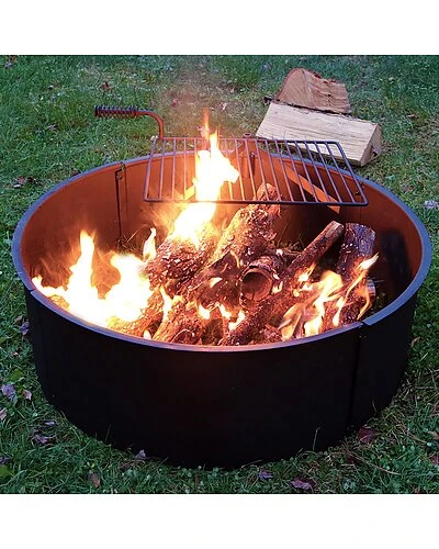 34in Wood Burning Fire Ring Steel With Rotating Coo Grate And Poker Home 2 34in Wood Burning Fire Ring Steel With Rotating Coo Grate And Poker Home - Image 2