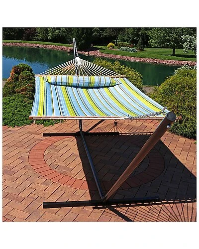 2-Person Quilted Spreader Bar Hammock With 15' Stand Home 2 2-Person Quilted Spreader Bar Hammock With 15' Stand Home - Image 2